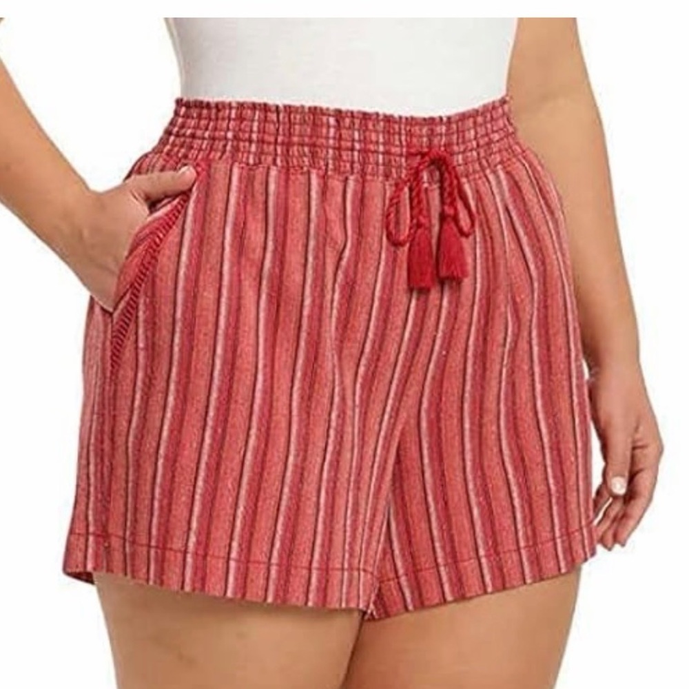 Briggs Linen Blend High Rise Striped Shorts